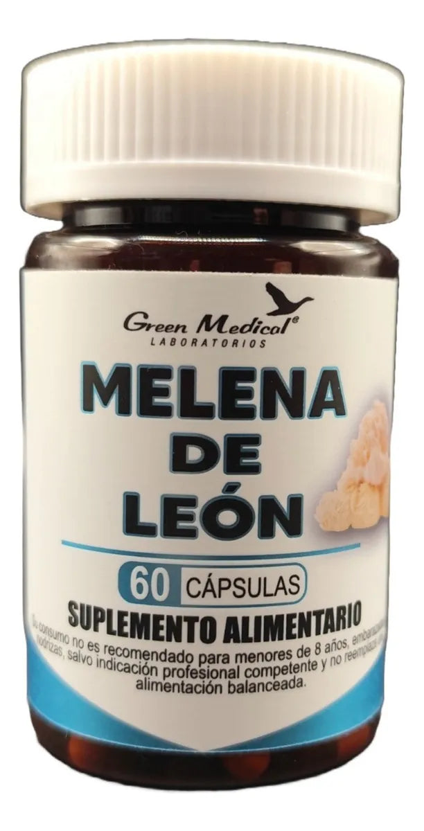 Melena De Leon 60 Capsulas Green M. Agronewen Sabor Sin Sabor